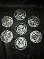 7 Vintage KIG Indonesia Custard Dessert Ice Cream Sherbet Bowl Cup Scalloped Set