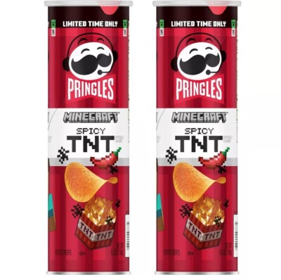 Pringles Chips Minecraft Spicy TNT Crisps 5.5 Oz (2 Cans) LIMITED EDITION Snacks