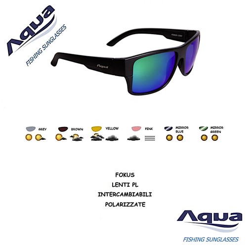 AQUA OCCHIALE POLARIZZATO ANTIRIFLESSO FOKUS NERO LENTI PL INTERCAMBIABILI  | eBay