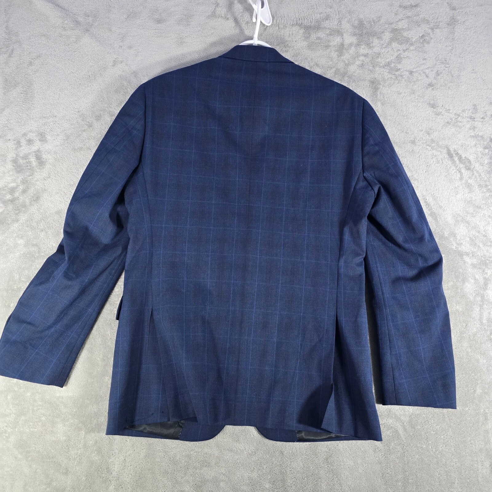 Ryan Seacrest Distinction Blue Plaid Blazer Modern Fit Sport Coat 38R