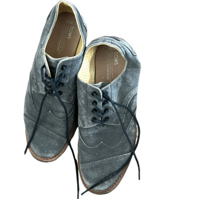 Toms mens Oxford lace up tennis shoes chambray grey | eBay