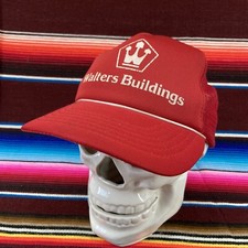 Vtg Walter Buildings Snapback Adult Rope Hat Baseball Trucker Cap Red Foam Front