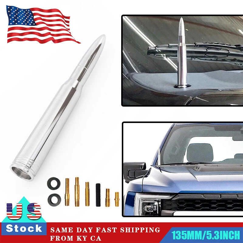 ANTENA BALA PLATEADA 50 CAL CHEVROLET SILVERADO 1500/2500/3500/GMC SIERRA Foto 2 de 4