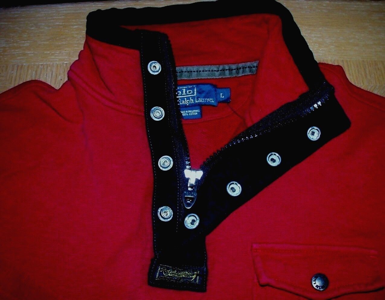 Polo Ralph Lauren 1/4 Zip/Snap Button Mock Neck Pullover, Red or Black,  New