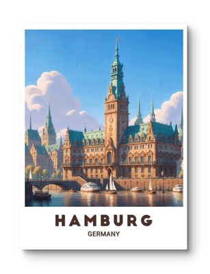 Hamburg Poster: Captivating Rathaus and Scenic Waterfront View