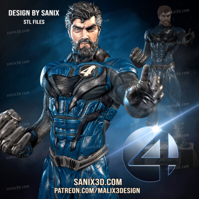MISTER FANTASTIC, FANTASTIC 4, 1/4-1/24,FIGUR, UNBEMALT, 3D-DRUCK, STATUE, SANIX