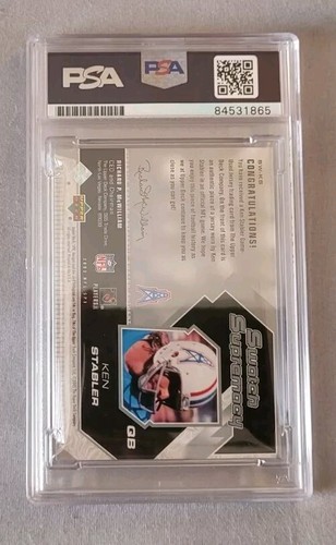 Ken Stabler signed 2005 UD SPX Football Jersey Card IP auto PSA Oilers Raiders - Picture 3 of 3