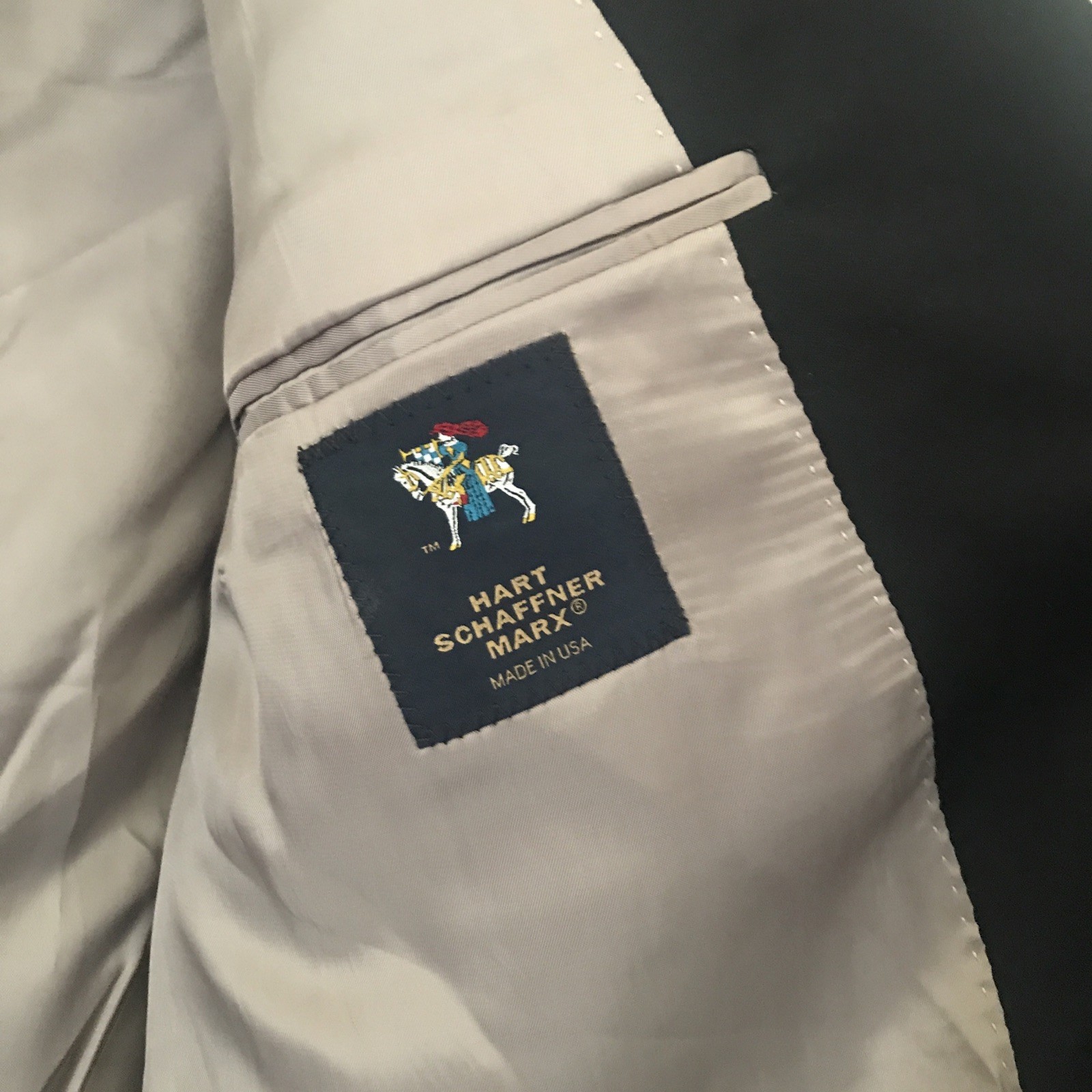 Hart Schaffner Marx Blazer 46L Black Chicago Fit 100% Worsted Wool NWT