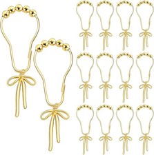 12 Pcs Gold Bow Knot Shower Curtain Hooks Rustproof Metal Decorative Bow Knot