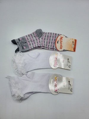 Milusie Girls' Cotton Blend Dressy/Casual Socks 3 Pairs Sz 21-22 EU/32-34 US NWT