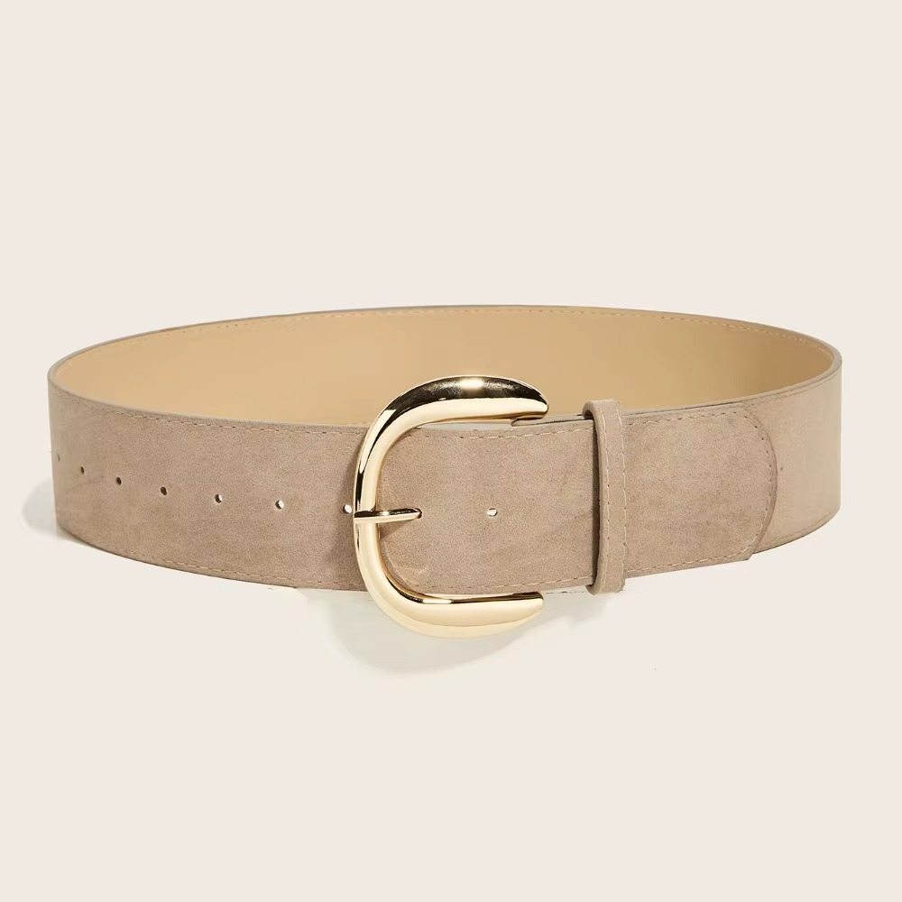 Womens Belt Wide Buckle Elastic Stretch Women Faux Leather Skinny Waist Dress US