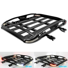 Universal 50 Roof Rack Cross Bars Cargo Luggage Carrier Basket With Led Lights