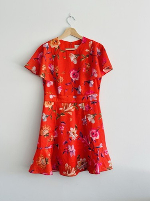 #ad Ted Baker Dress Size 2 AU 10 US 6 Mira Rhubarb Floral Orange Mini AU $129.00