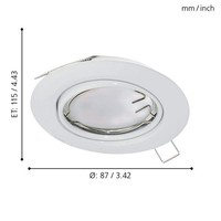 Einbaustrahler GU10 Eglo Peneto, Flach, Schwenkbar, Ø 8,7 Cm, Stahl, Weiß