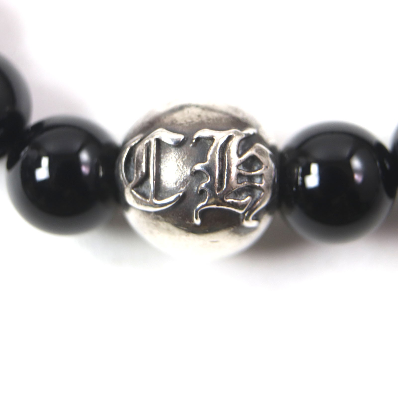 Great CHROME HEARTS bracelet BEAD CHP lats Black Silver onyx mens thumbnail 3