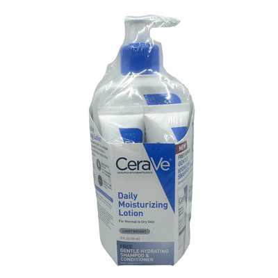 CeraVe Daily Moisturizing Lotion 12 fl oz + Bonus Shampoo & Conditioner Skincare