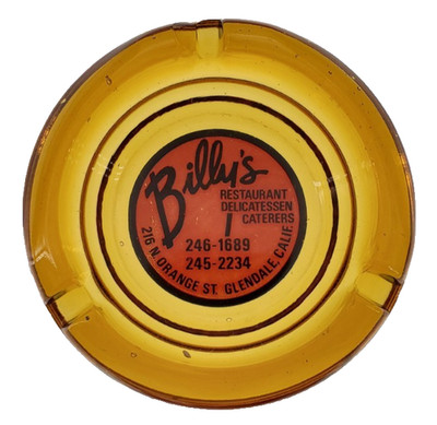 Vintage Ashtray / Billy's Restaurant & Deli / Glendale California CA / FLAW