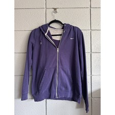 Vintage Women's Y2K Oversized Full Zip Double Lined Nike Hoodie size L in Navy