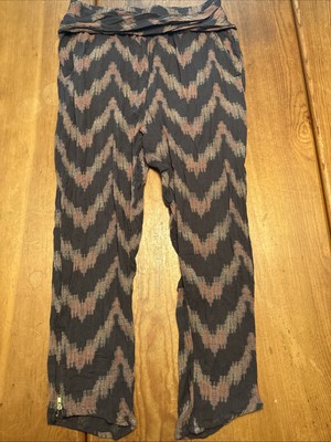 Free People Got Me Twisted Harem Pants Black Print Womens Size Small Waist 28-30