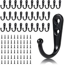 30Pcs Wall Hooks for Hanging-Large Metal Coat Hooks with 60 Pieces Screws,Bla...