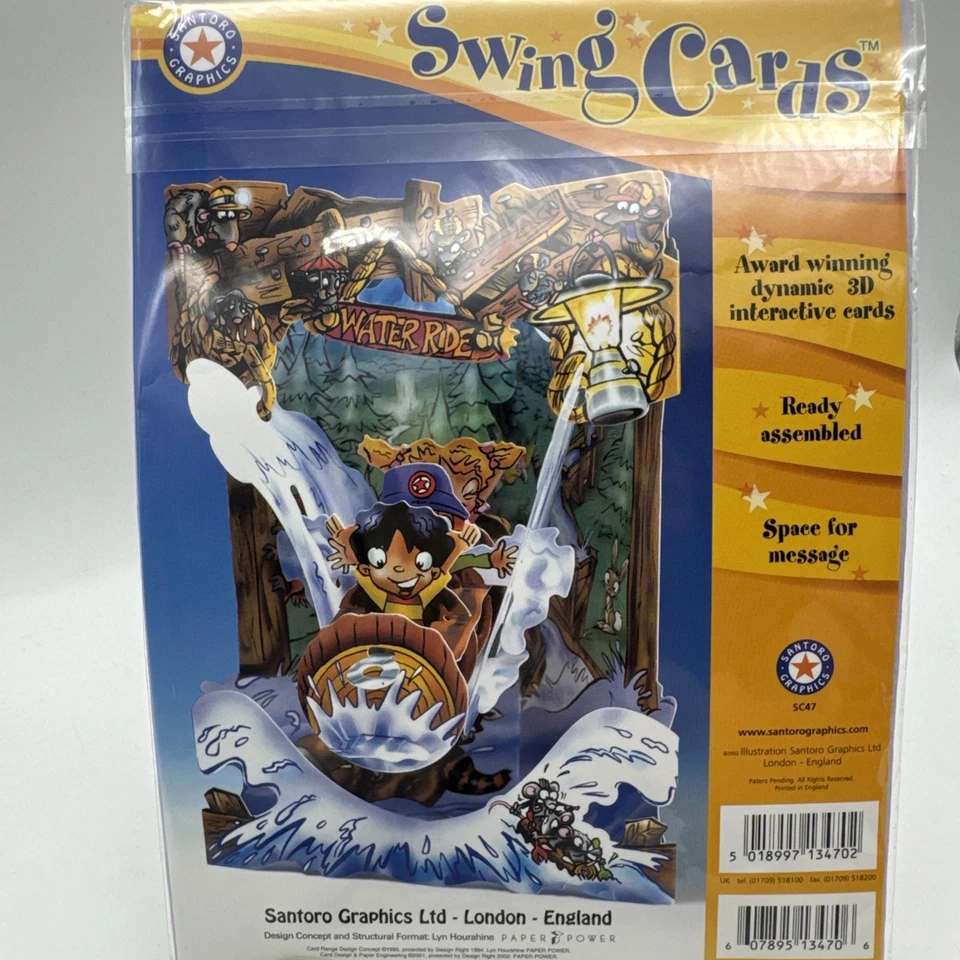 Santoro Graphics Swing Cards Vintage Water Ride Greeting 3D Interactive England - Image 2 of 4