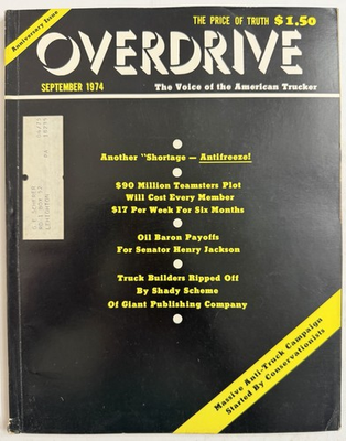 #ad Sept 1974 Overdrive Magazine Peterbuilt Mack Advertising Truckers Truck Driver $38.95