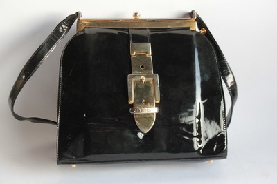 Jean-Claude JITROIS Handtasche Lackleder schwarz Vintage (57989)