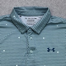 Under Armour Polo Shirt Men's 2XL XXL Green Flag All Over Print Golf Performance