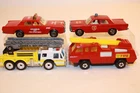 4 Vintage 1960s - 1980s Matchbox Lesney Fire Chief Cars / Fire Engine Trucks