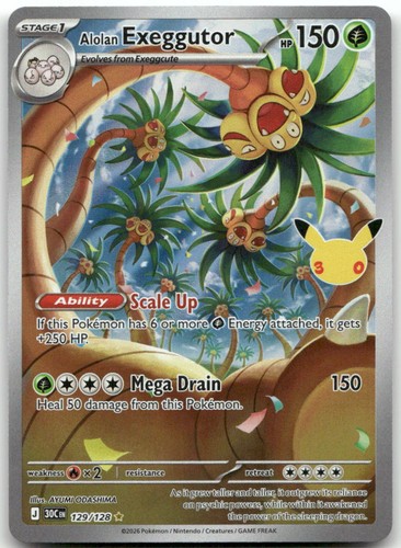 Alolan Exeggutor Holofoil ME: 30th Celebration 129/128 NM