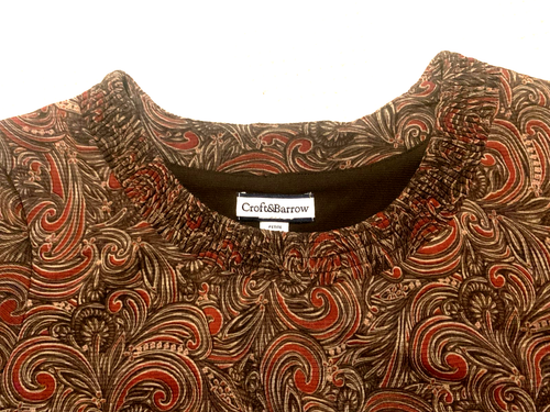 S283-Croft & Barrow Women's Size Petite M Blouse with Brown Lining- 3/4 Sleeves - Picture 5 of 9