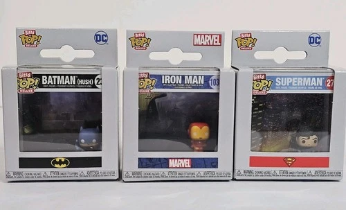 Funko Bitty Pop! Deluxe Marvel Iron Man + DC Superman + Batman  Lot Of 3