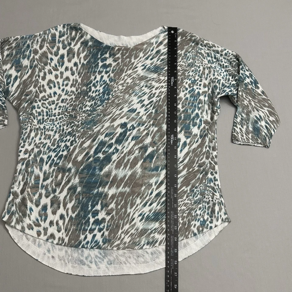 Top Easywear By Chicos Mujer 2 Grande L Azul Estampado Animal Manga 3/4 Cachemira Bld Foto 4 de 4