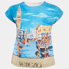 Dolce Gabbana Blue Venezia Printed Cotton Top 8 Years