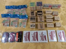 Stamp Ink Lot Birthday  Lettering Art Craft Blocks Clothespins Unused