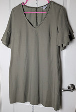 Tommy Bahama Lanailette Flutter-Sleeve Dress Women's Size Small Tea Leaf V-Neck