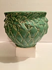 1930's McCOY POTTERY "DIAMOND QUILTED LEAF & BERRIES" GREEN 8.5" JARDINERE