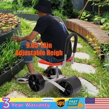 Adjustable Rolling Seat Swivel Garden Work Seat Outdoor Gardening Planting Stool