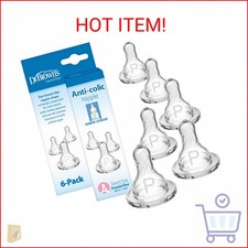 Dr. Brown  s Natural Flow Preemie Flow Narrow Baby Bottle Silicone Nipple, Slowes