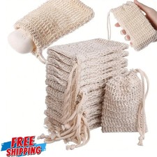 5 Pack Sisal Soap Saver Bags Exfoliating Natural Pouches Mesh for Bath Shower