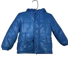 Burberry Kids Blue Quilted Puffer Coat with Hood Warm Winter Outerwear Sz 2T
