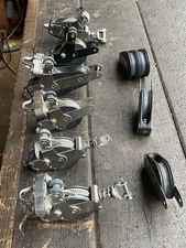 Group of 9 Seaway ratchet blocks , blocks and miscellaneous sail Boat hardware