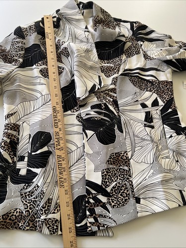 Chicos Botanical Print Mid Length 3/4 Sleeve Open Front Jacket SZ 1 Chicos 8/10 - Picture 13 of 14
