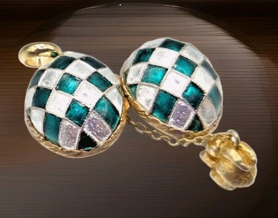 Vintage Miniature Enamel Fab Egg Russian Rabbit Gold Plated Pill Box Pendant