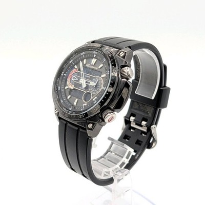 CASIO EDIFICE ECW-M300 美品 ラバー　ブラックIP 希少 Casio IRW M300 Solar Radio Watch Inverted LCD Authentic Vintage