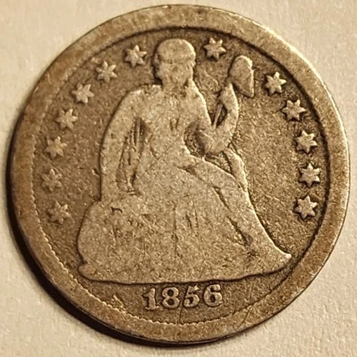 1856 Seated Liberty Dime Small Date Circulated Album Filler Type Coin Free Ship!