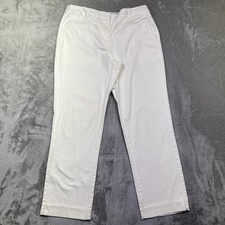 Lands' End Women's White Cropped Chinos Pants Casual Everyday Trousers Sz 30"