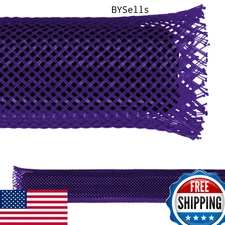 Electriduct 1" PET Expandable Flame Retardant Wire Mesh Cable Sleeve 10ft Purple