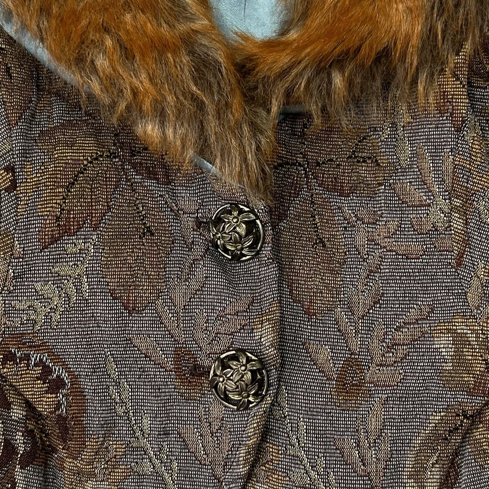 Blazer de Colección XOXO Años 90 Y2K Imitación Piel de Zorro Forrado Tapiz Recortado Para Mujer S EE. UU. Raro Foto 3 de 4