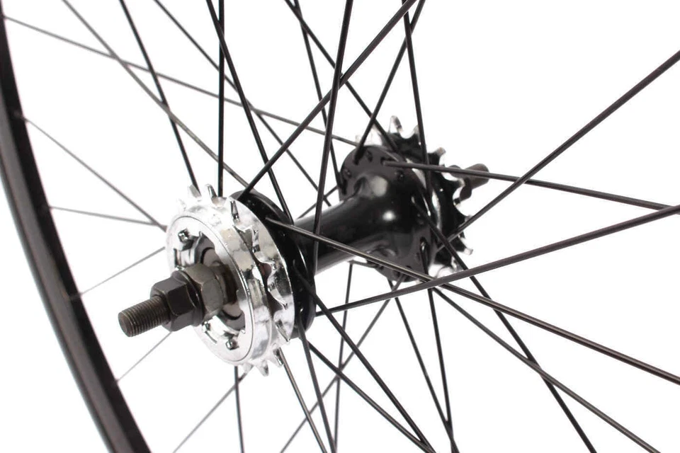 Fixie Laufrad hinten 700c 28 Zoll Doppelkammerfelge KHE 32 Loch schwarz - Bild 2 von 4